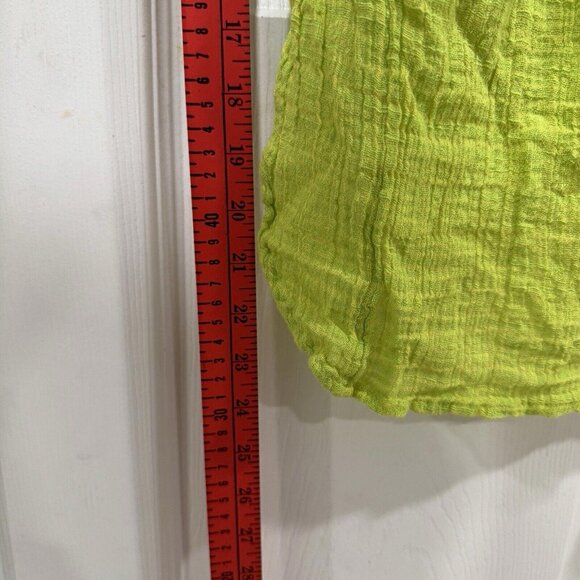 Women’s Free People One Green Bright Poppy Ruffled Collar Small S Blouse Shirt - Picture 9 of 10